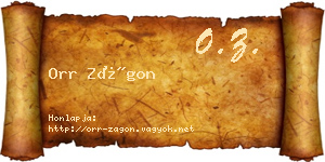 Orr Zágon névjegykártya